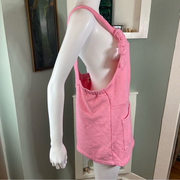 BUCKETLIST Pink French Terry Cloth Romper Playsuit Shorts Pockets Large L - Picture 6 of 15